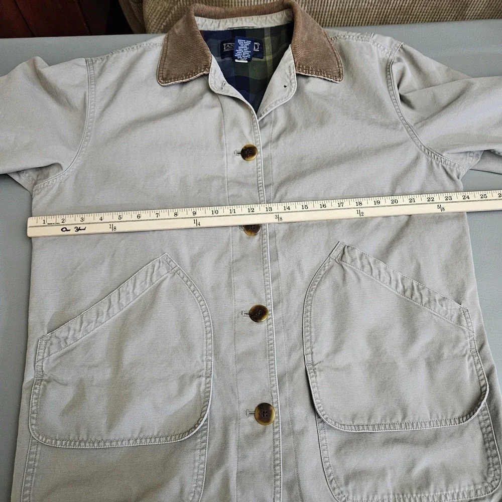 Lands' End Chore Coat Women Large Canvas Barn Field Flannel Lined Corduroy Tan - Picture 11 of 14